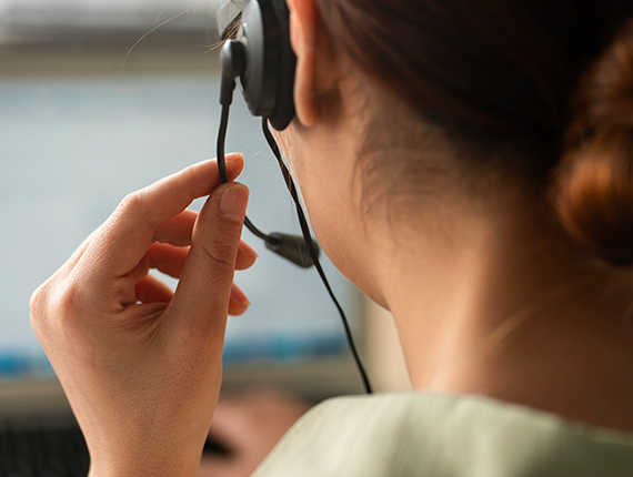 customer service employee with a headset on