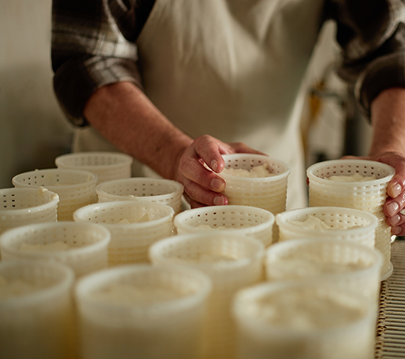 close up of someone making cheese