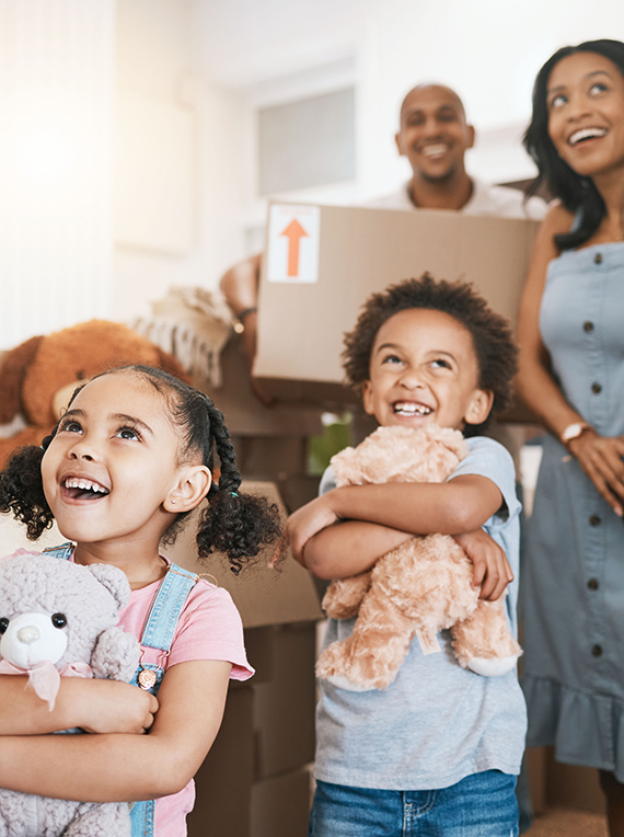 family moving into a new home
