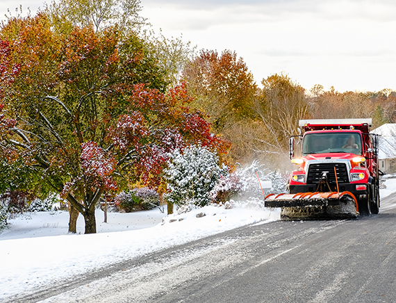 snow plow in a neighborhood